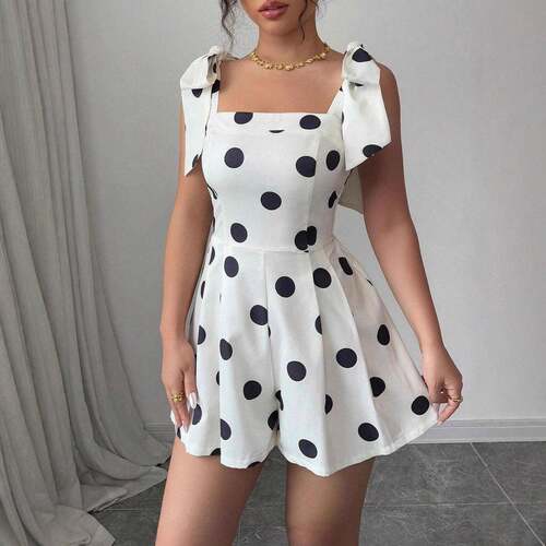 Elegant and sexy polka dots laceup Aline jumpsuit suitable