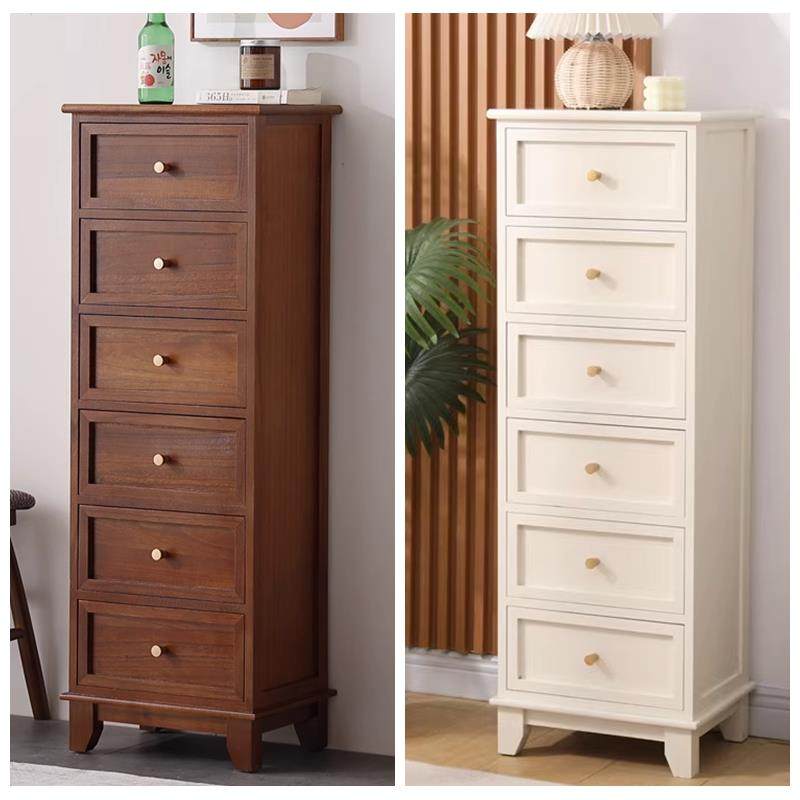 7T实木五斗柜客厅边角柜抽屉储物柜卧室床头柜收纳迷你木质窄小柜