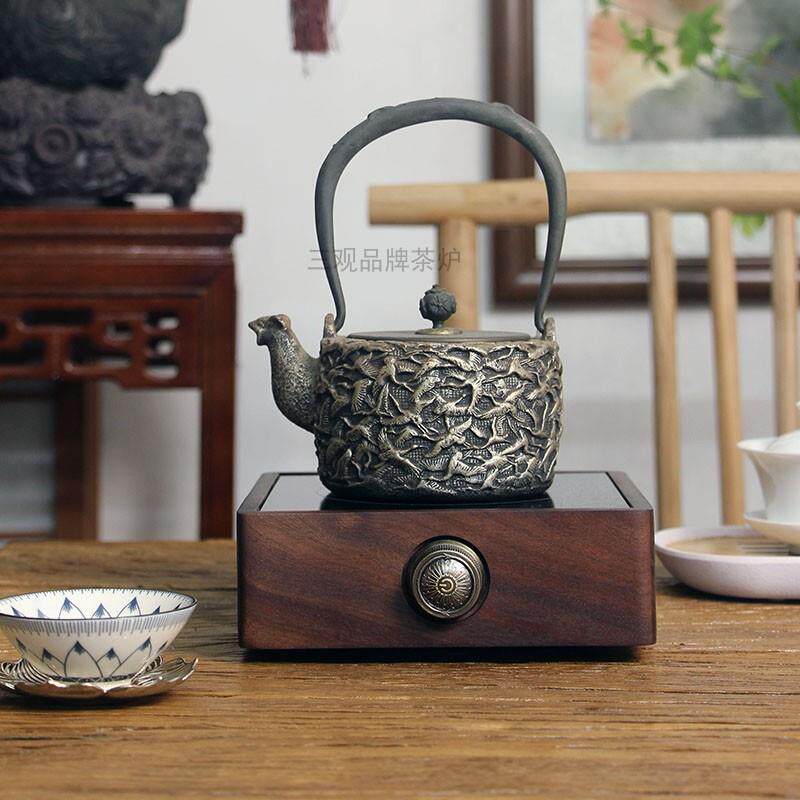 胡桃木全自动黑晶炉煮茶器玻璃烧水壶白茶煮茶壶小型电热泡茶炉套