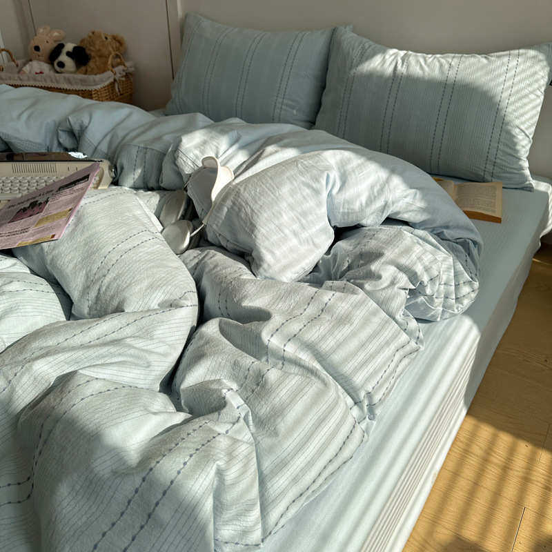 ins北欧条纹四复古新款床单简约提花被套色织全2025棉件套,床上用品,床品套件/四件套/多件套,淘宝优惠券,粉丝福利购,淘宝优惠卷