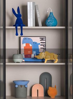 莫兰迪客厅酒店餐边柜卡通组合样板间酒店儿童房卧室书柜现代摆件