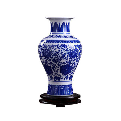 家居新中式青花瓷陶瓷器景德镇仿古花瓶装饰品客厅摆件现代插花
