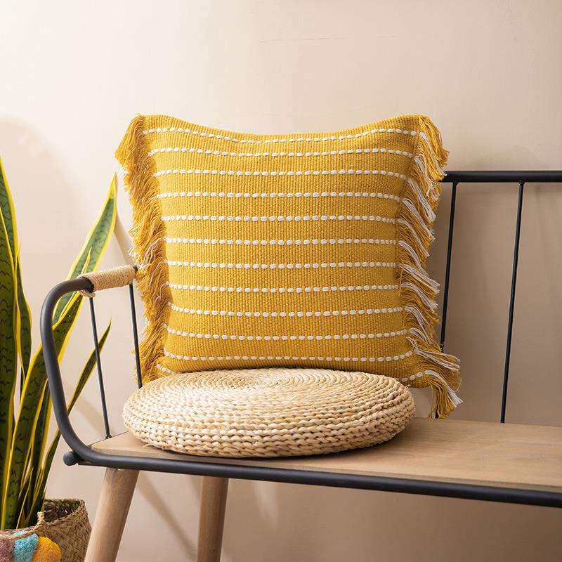 新款直销光束三色提花抱枕套不含芯棉线编织办公家用现代简约沙发