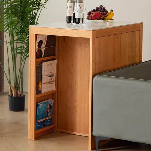 日式实木岩板吧台樱桃纳XOB木家用厅收餐岛台储物柜餐边柜柜餐桌