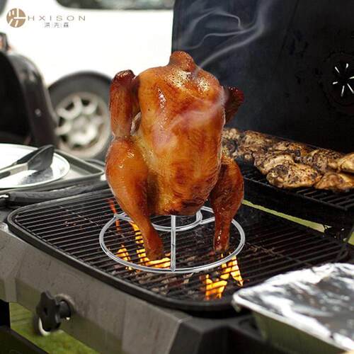 不锈钢烤鸡架 户外露营鸡架BBQ简易烧烤架烧烤小工具烘烤啤酒鸡架