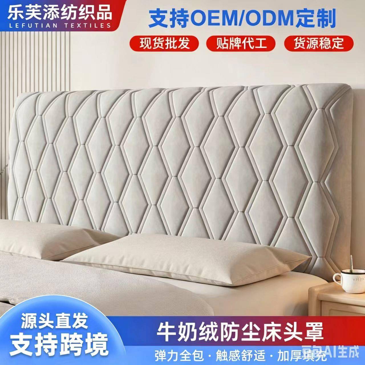 跨境电商全包绒面床头套简约软现代包床头套罩靠背罩防尘保护套罩