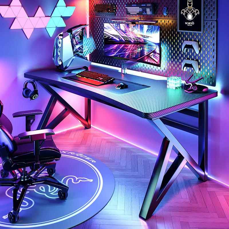 实木电脑桌台式卧室家用简易书桌学生学习桌碳纤维电竞桌子工作台