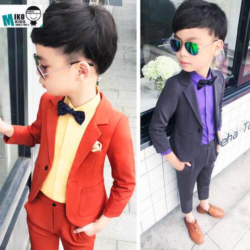 春秋季新款帅气儿童小西装套装宝宝韩版男童西服时尚洋派花童礼服