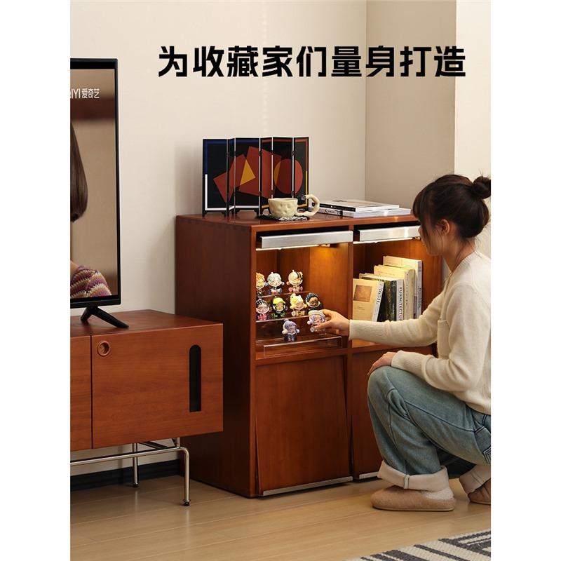 余弦家具北欧复古实木柜子落地书柜展示柜格子柜组合柜边柜斗柜