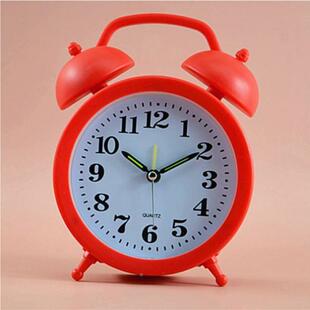学生指针塑料闹铃闹钟无门马蹄表WWU8667四害静音奇黄声色摆件挂
