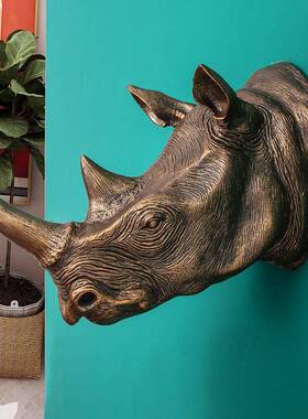 欧式树脂犀牛头壁挂家居装饰品动物墙饰创意家居树脂工艺品壁饰