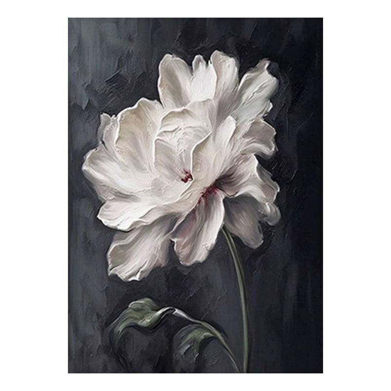 手绘油画抽象花卉客厅卧室装饰画黑白极简肌理画高档花开富贵壁画