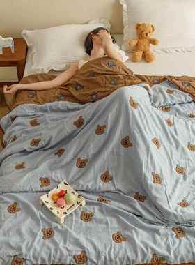 A类绒棉长纱布夏被凉被夏季纯棉轻透气双人毛巾毯OHA学生薄宿舍夏