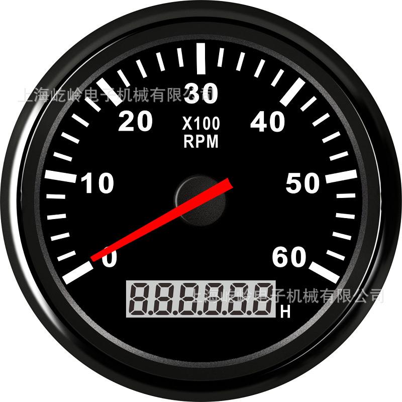 85mm针脚安装车船改装通用转速表0-6000RPM 1-300可调速比表