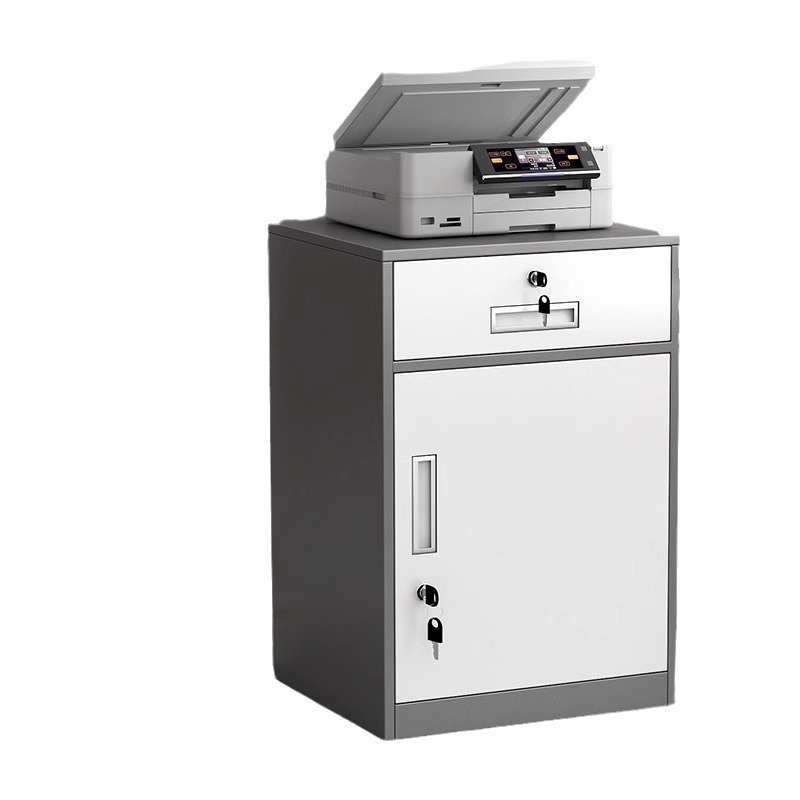 铁皮桌边资料柜桌下办公室收纳锁柜矮物打印机置抽屉式文件柜带柜