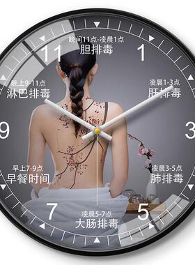 养生馆美容院个性创意挂钟spa产后修复中心装饰静音钟表客厅挂表