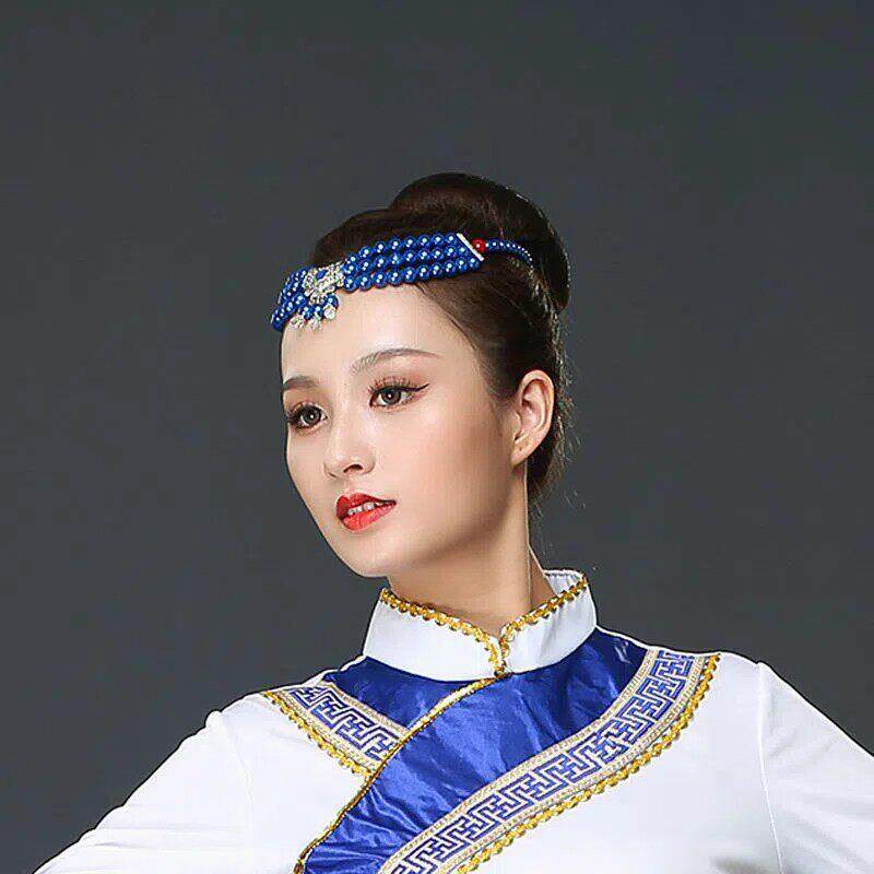 蒙古头饰少数民族藏式舞蹈女新款演出手工串珠珠演出舞蹈服装配饰