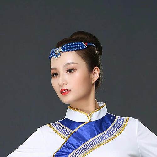 蒙古头饰少数民族藏式舞蹈女新款演出手工串珠珠演出舞蹈服装配饰