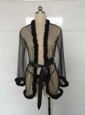 Underwear Bathrobe Mesh Lace Nightgown Sexy Nightwear毛毛
