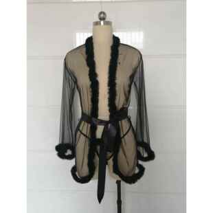 Underwear Bathrobe Mesh Lace Nightgown Sexy Nightwear毛毛