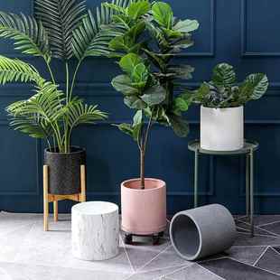 陶瓷花盆特大号简约现代带底座托盘客厅家用落地大花盆