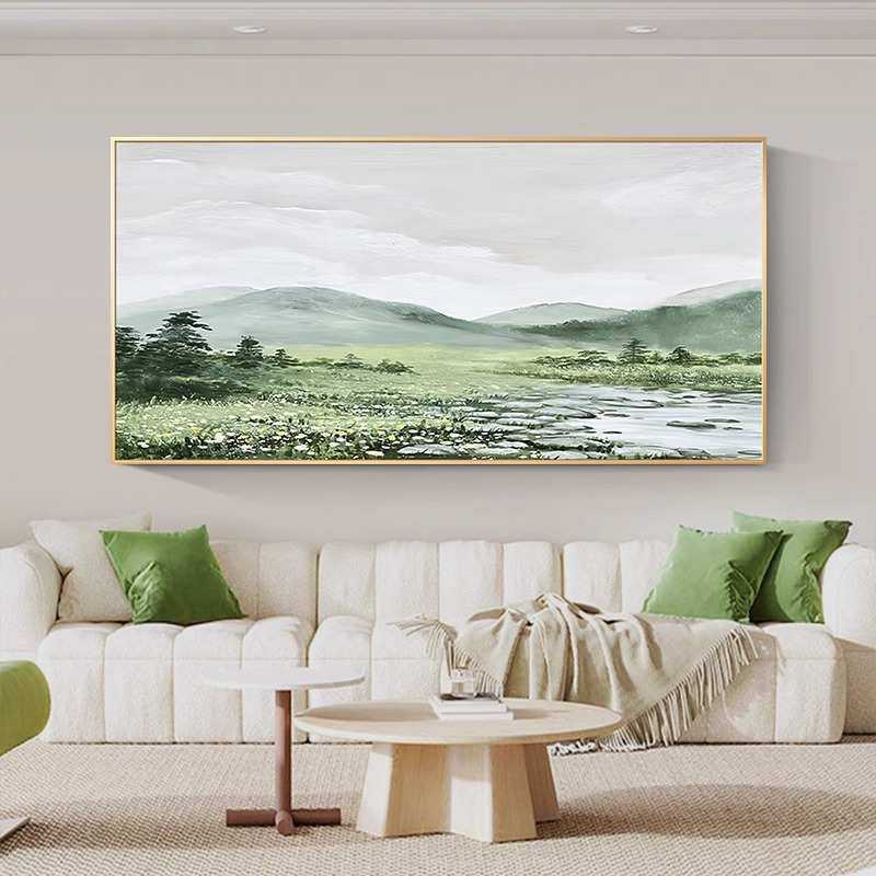 爆款手绘青山绿水 新中式 山水画田园客厅挂画沙发背景风景装饰画,家居饰品,现代装饰画,淘宝优惠券,粉丝福利购,淘宝优惠卷