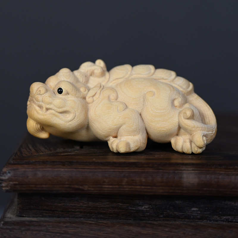 小叶黄杨木小可爱貔貅手把件木质工艺品书房桌面摆饰品装饰品礼品