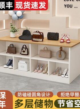服装店中岛台简约现代陈列展示柜双面6宫格收纳摆放流水台展示桌