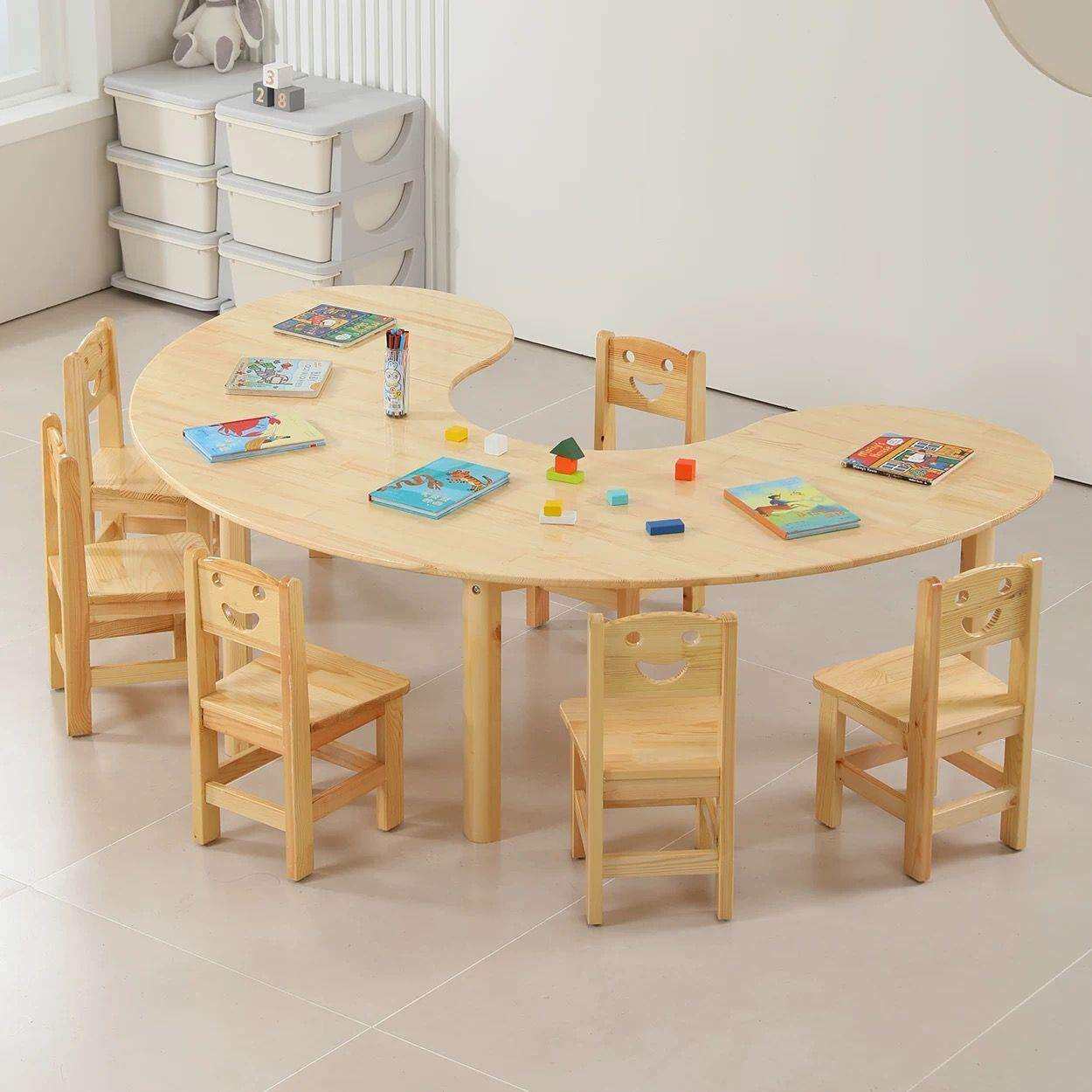 幼儿园实木桌椅tbi儿童用读区小桌子家学生餐桌课桌儿童学习桌阅