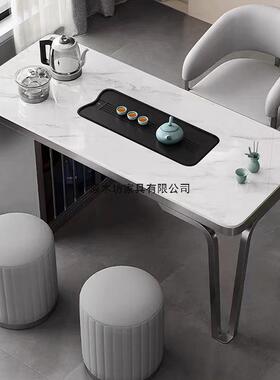 轻奢岩简板茶桌组合公室茶椅桌现代NVI茶几小茶台约家用阳办台泡