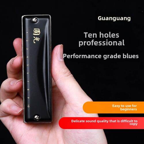 国光 蓝调十孔布鲁斯儿童口琴正品c调10孔初学者入门学生专用自学