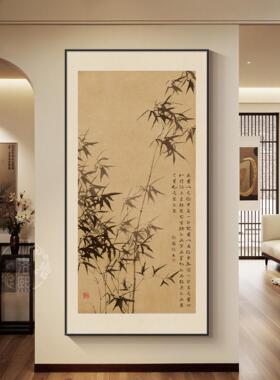 长松山水图新中式玄关装饰画入户正对门宋式美学软装挂画茶室壁画