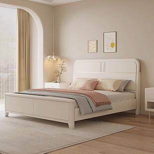 奶油风北欧白色全实木床现代简约小户型储物单双人床米主卧婚床