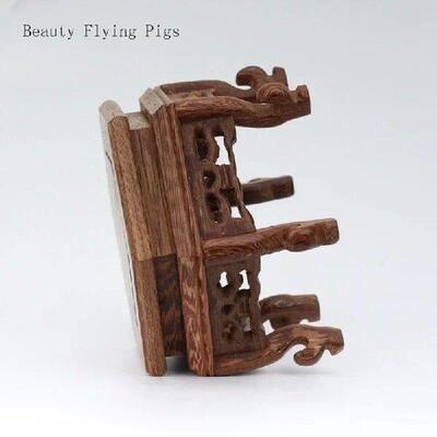 Chicken wing wooden hexagonal platform base Purple clay