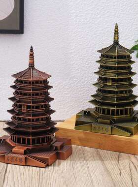 中国古建筑模型应县木塔释迦塔金属工艺品摆件山西旅游纪念品跨境