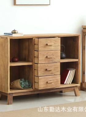 室老榆木博古架卧书架储柜客厅茶水柜复古茶具木收纳柜物ZWA质书