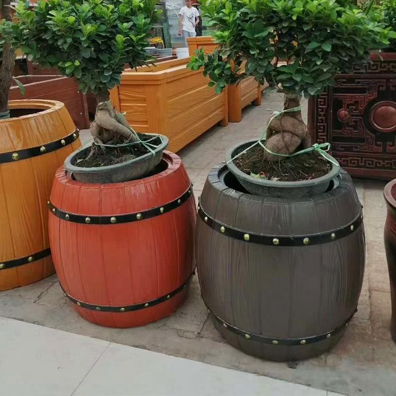 水泥仿木花箱花桶市政道路仿木花箱园林景观GRC水泥花箱厂家