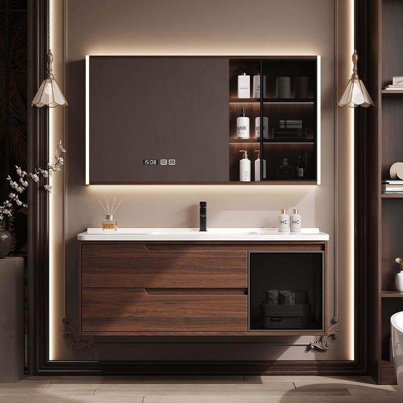 新中式浴室柜组合胡桃木色卫生间陶瓷一体洗手洗脸盆洗漱台套装,家装主材,浴室柜组合,淘宝优惠券,粉丝福利购,淘宝优惠卷