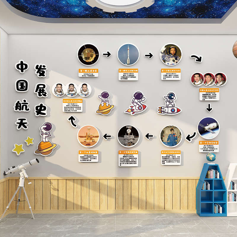 幼儿园环创太空科技主题文化墙面装饰学教室背景布置宇航员黑板报