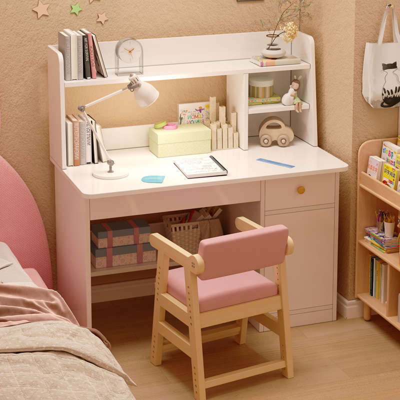 电脑桌台式家用办公桌开学学生学习写字桌书桌书架一体简约现代