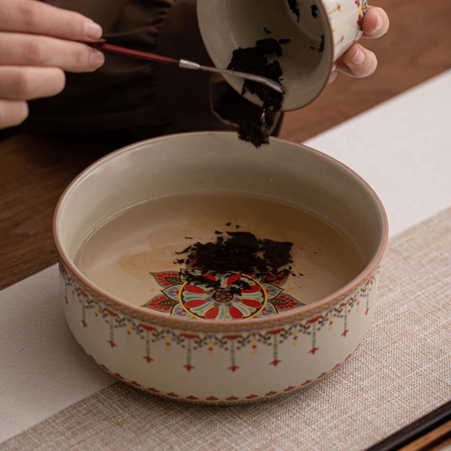 敦煌陶瓷茶洗杯洗茶杯收纳茶道配件大号建水茶渣缸笔洗水盂茶桌