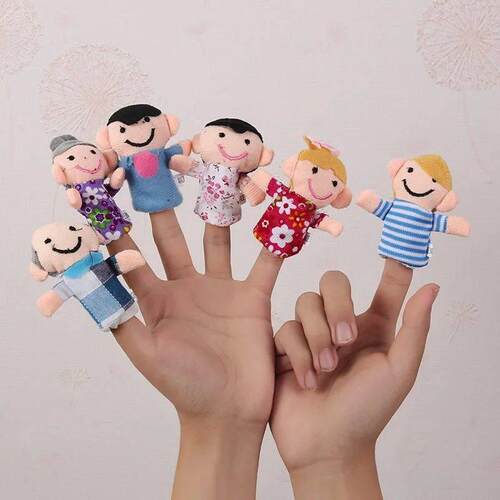6PCS Cartoon Animal Family Finger Puppet Soft Plush Toys Rol