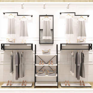 衣服墙架上衣帽架架子的白板挂架货架正女装卖店服装简约陈列展示