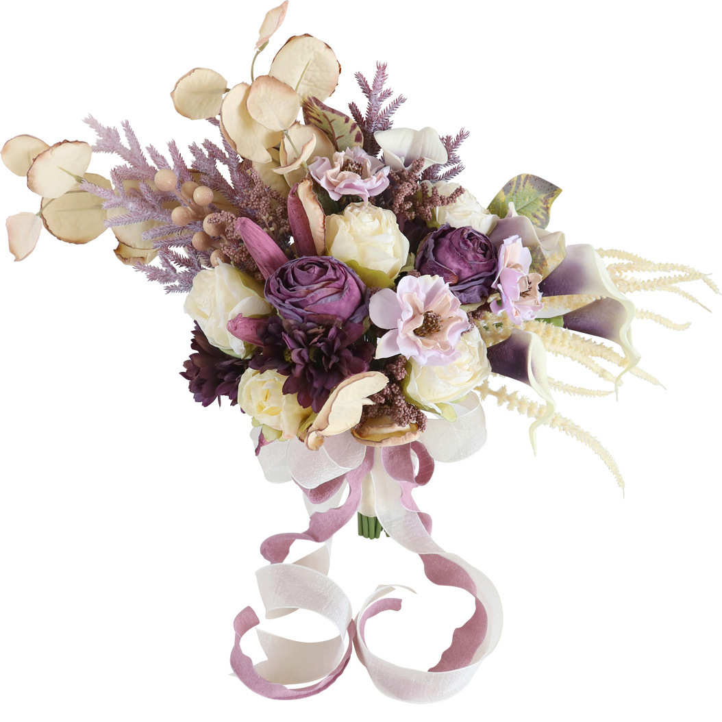 欧式复古新娘手捧花户外婚礼拍照手拿花仿真烧边玫瑰结婚布置花艺