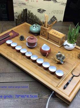 圣诞竹茶盘排水流水片家用特大型实木简易茶几茶海功夫茶具