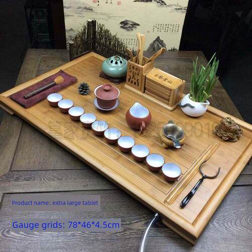 圣诞竹茶盘排水流水片家用特大型实木简易茶几茶海功夫茶具
