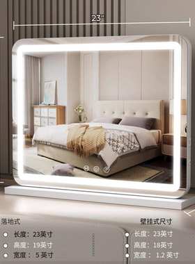 梳妆台卧室化妆镜轻带insled化妆镜灯奢光化妆补欧式桌面镜子