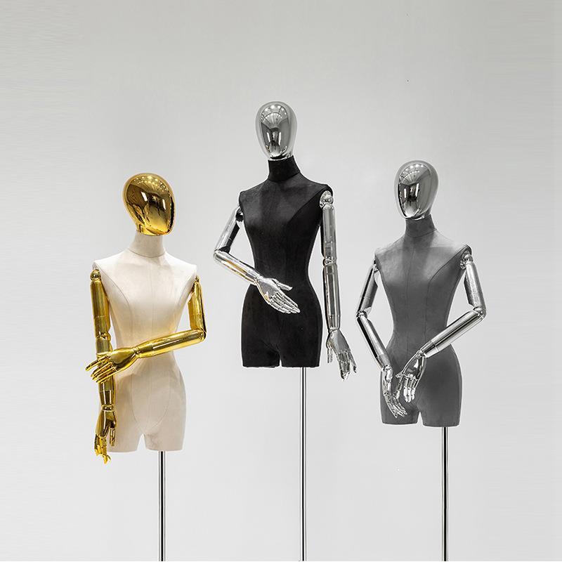 韩版服装店麂皮绒电镀手模特道具女半身女装店假人全身人台展示架