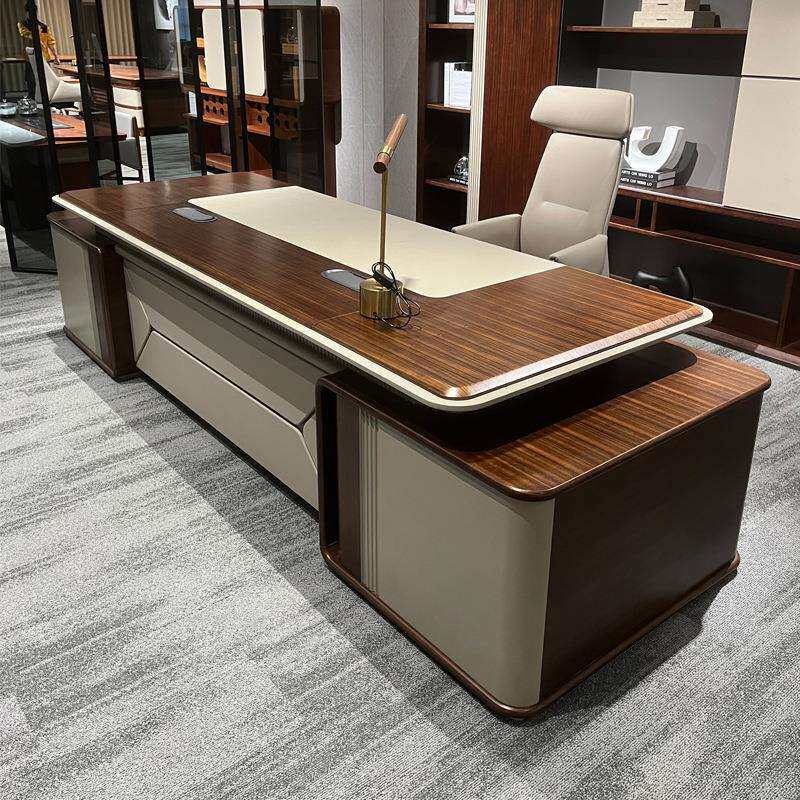 新中式老板桌办公桌无侧柜轻奢高档总裁桌单人办公室董事长大班台