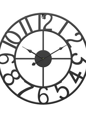 亚马逊跨境钟表复古个性创意铁艺装饰数字挂钟客厅挂表简约挂钟